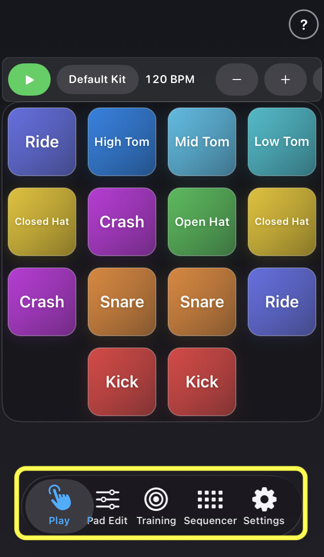 Five-tab layout on iPhone, shown in the tab bar.